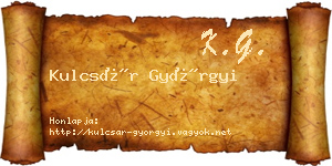 Kulcsár Györgyi névjegykártya